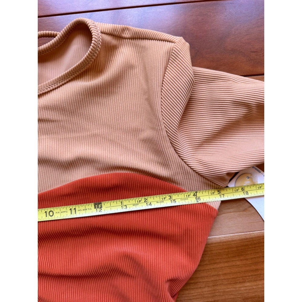 Seea Hermosa One-Piece Surf‎ Suit Ribbed Long Sleeve Colorblock Sweetheart NEW - Picture 3 of 4